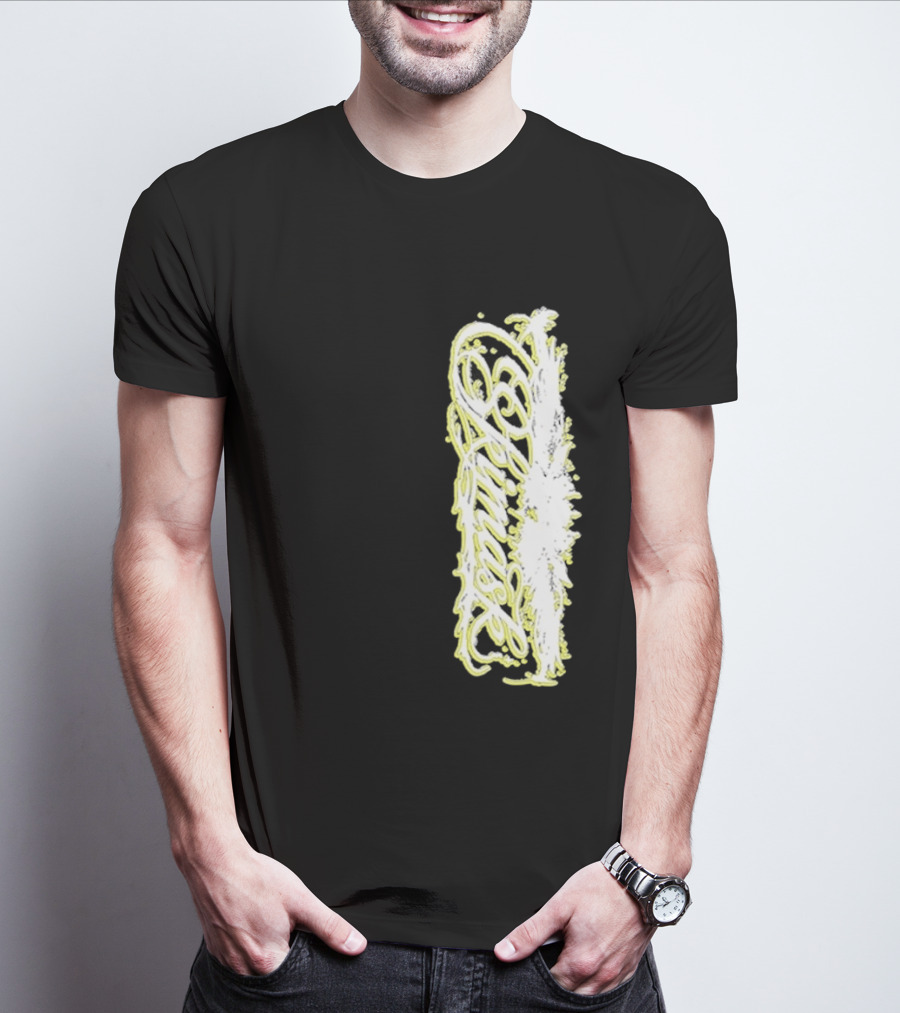 Ski Mask Script Neon Yellow Graffiti Style Vertical T-Shirt