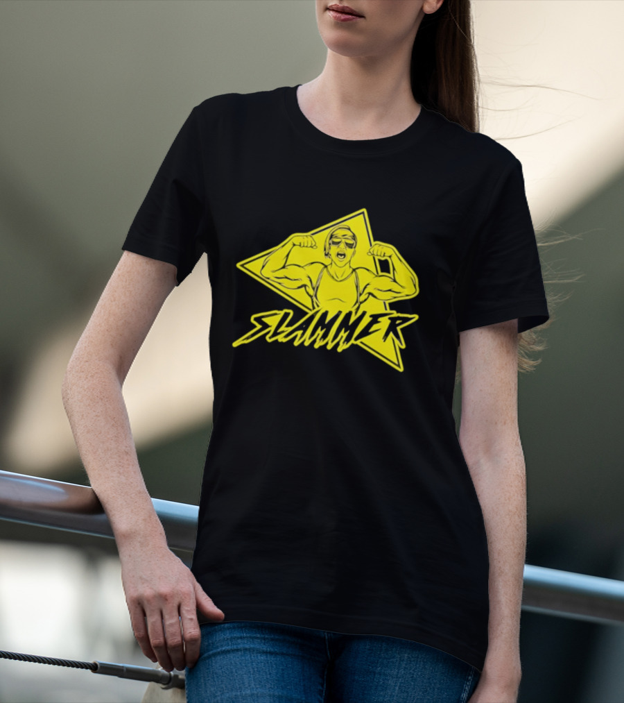 Slammer Muscle Man Headband Sunglasses Flexing Pose T-Shirt