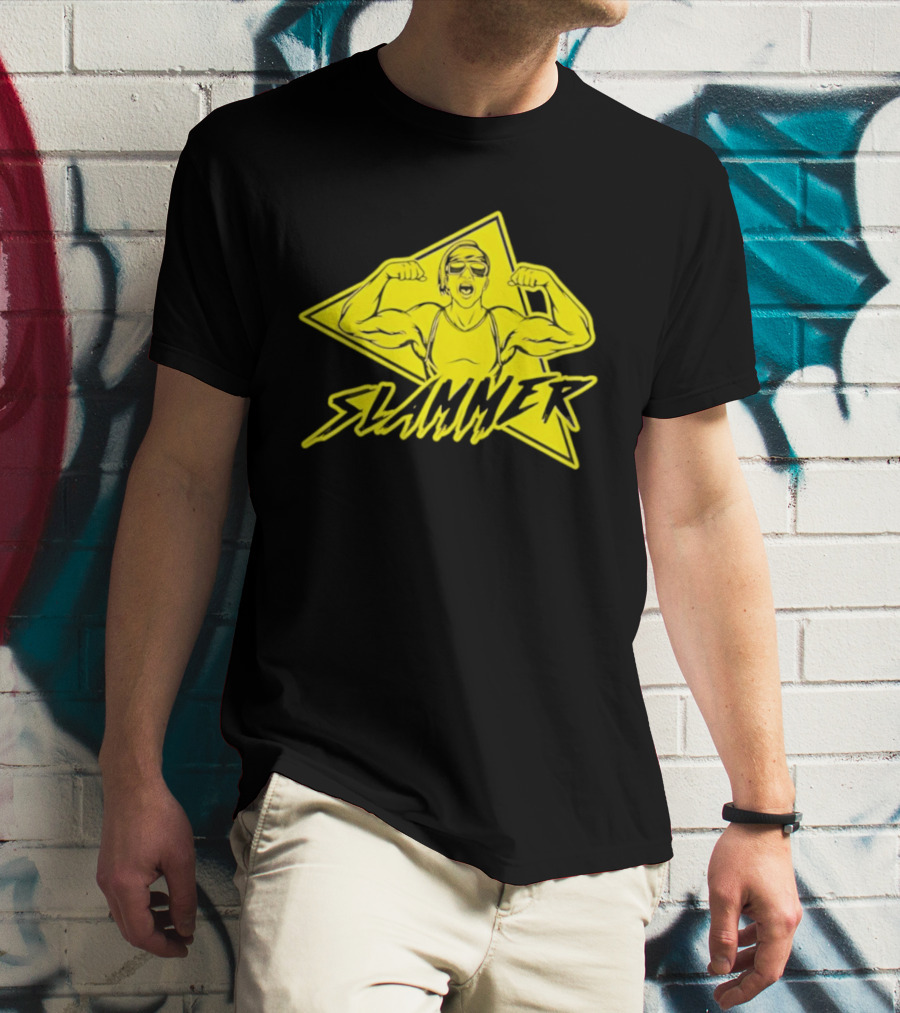 Slammer Muscle Man Headband Sunglasses Flexing Pose T-Shirt