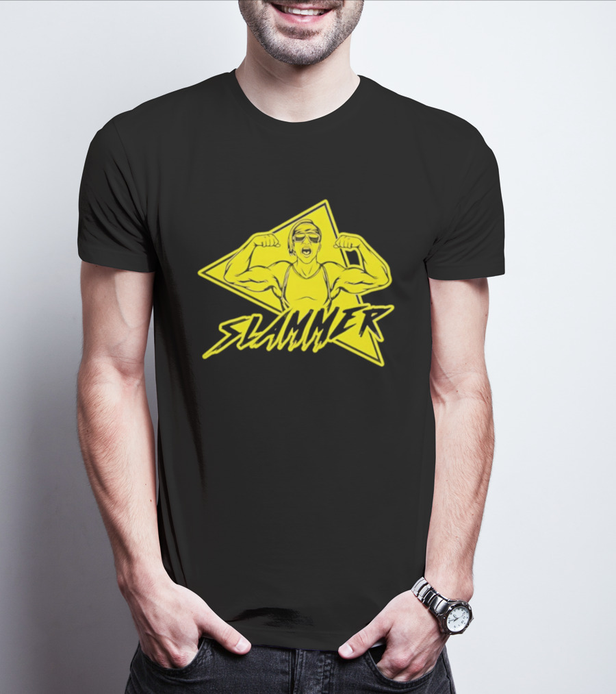 Slammer Muscle Man Headband Sunglasses Flexing Pose T-Shirt