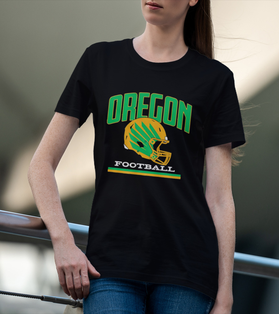 Oregon Football Green Yellow Helmet Iconic Team T-Shirt