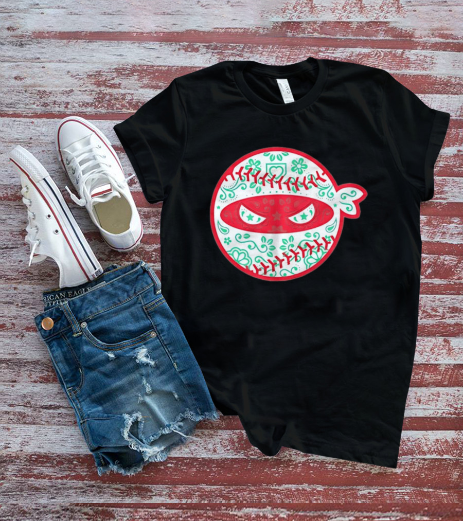 Pitching Ninja Mexico Baseball Dia De Los Muertos T-Shirt