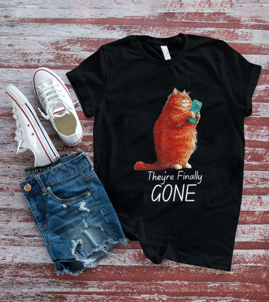 Cat They're Finally Gone Retro Video Game Console T-Shirt