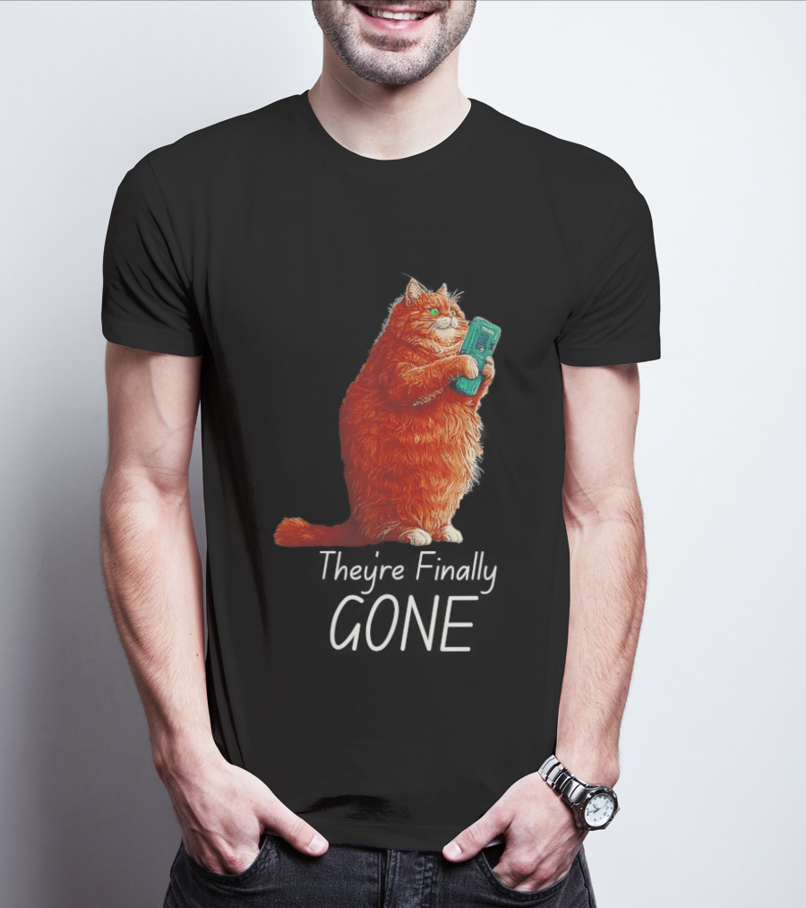 Cat They're Finally Gone Retro Video Game Console T-Shirt