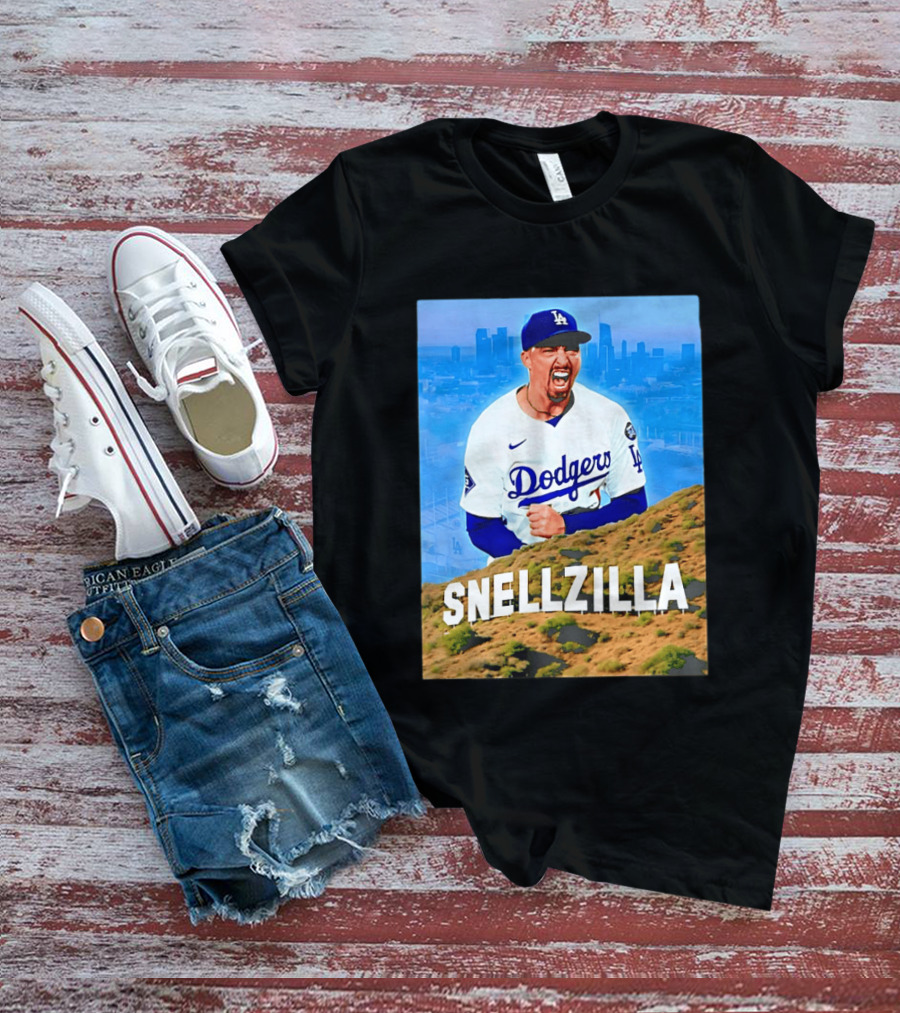 Blake Snell La Dodgers Snellzilla Los Angeles Skyline T-Shirt