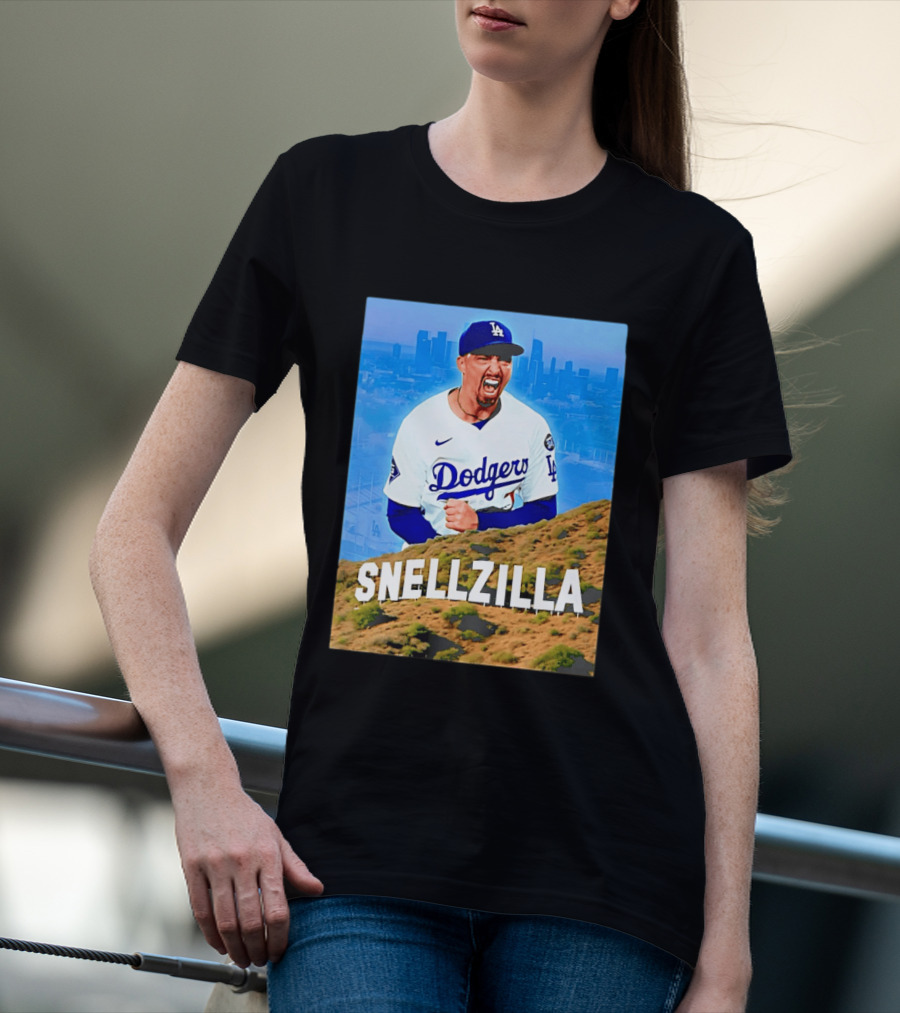 Blake Snell La Dodgers Snellzilla Los Angeles Skyline T-Shirt