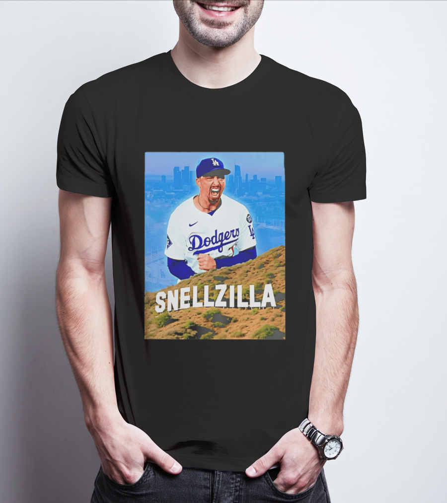 Blake Snell La Dodgers Snellzilla Los Angeles Skyline T-Shirt