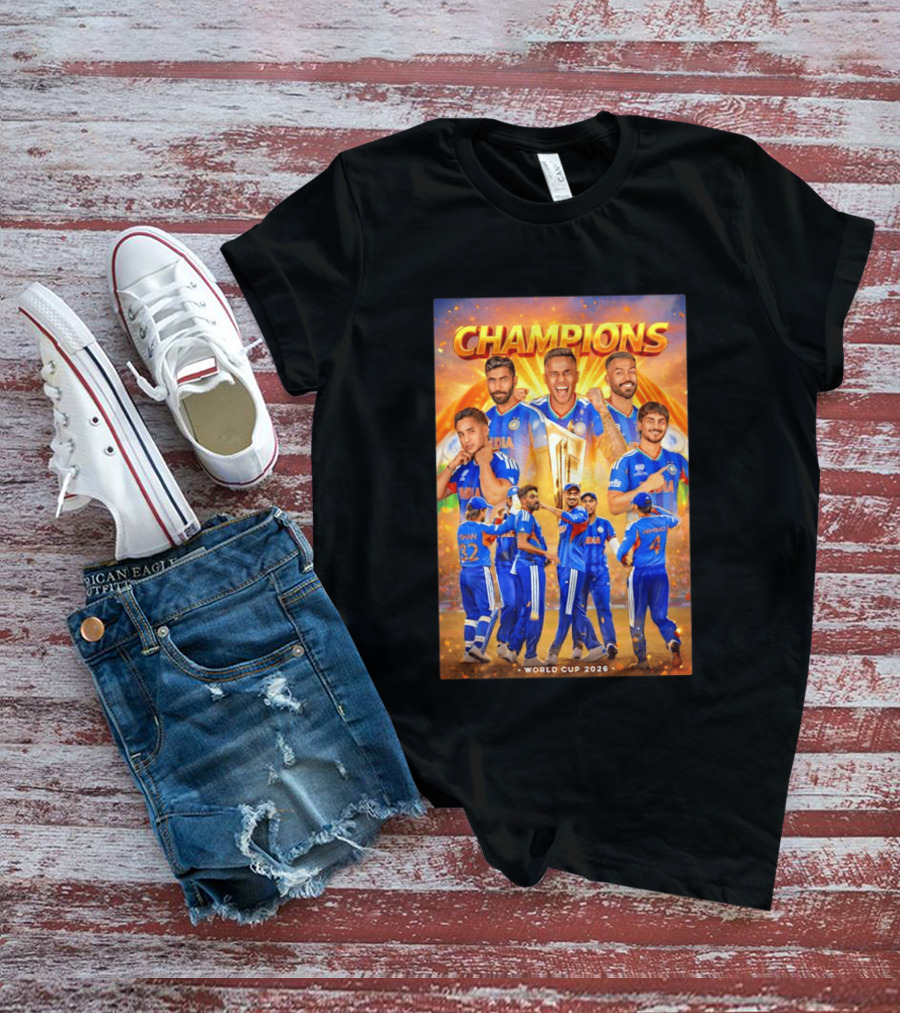 Champions India World Cup 2026 Cricket Celebration T-Shirt
