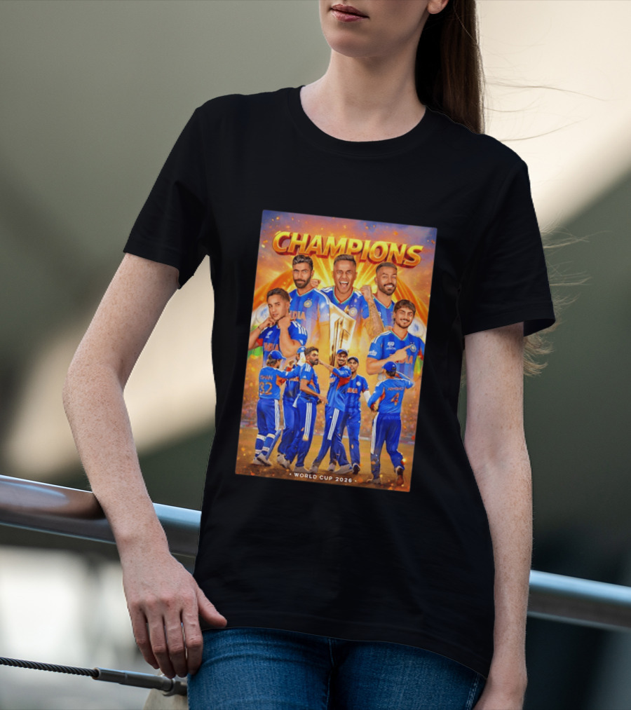 Champions India World Cup 2026 Cricket Celebration T-Shirt