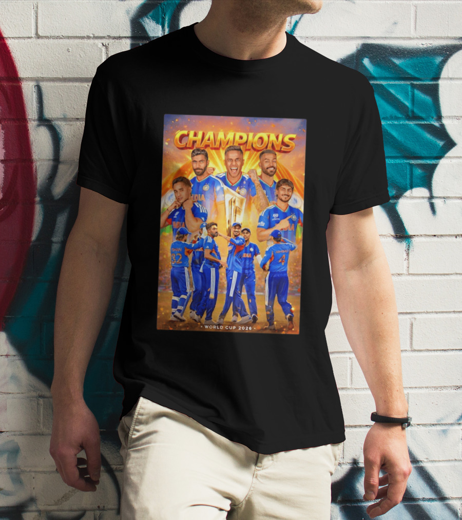 Champions India World Cup 2026 Cricket Celebration T-Shirt