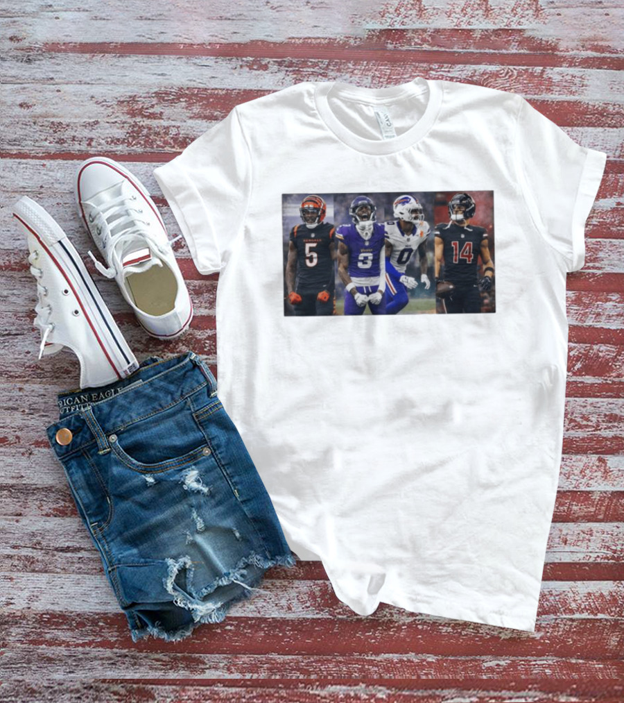 Bengals Vikings Bills Falcons Buckeyes Football Players NFL Collage T-Shirt