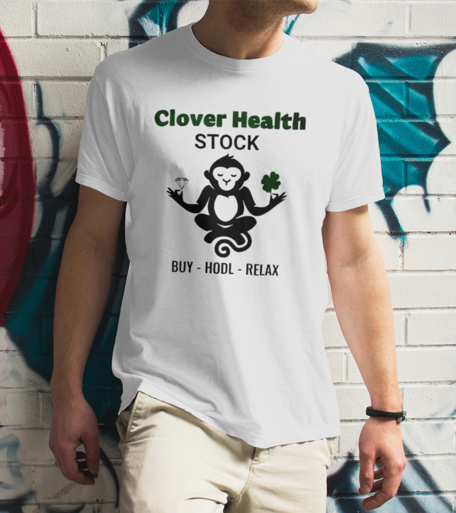 Clover Health Stock Monkey Diamond Clover Buy Hodl Relax T-Shirt