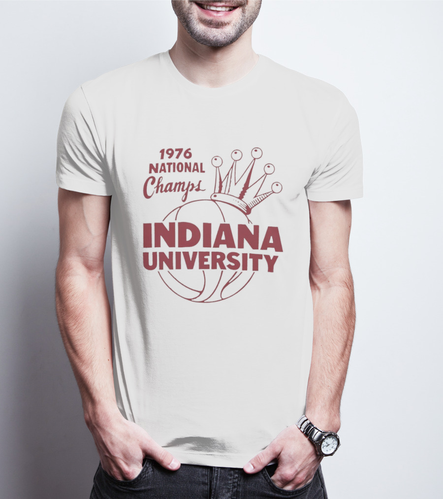 Indiana University 1976 National Champs Basketball Crown T-Shirt