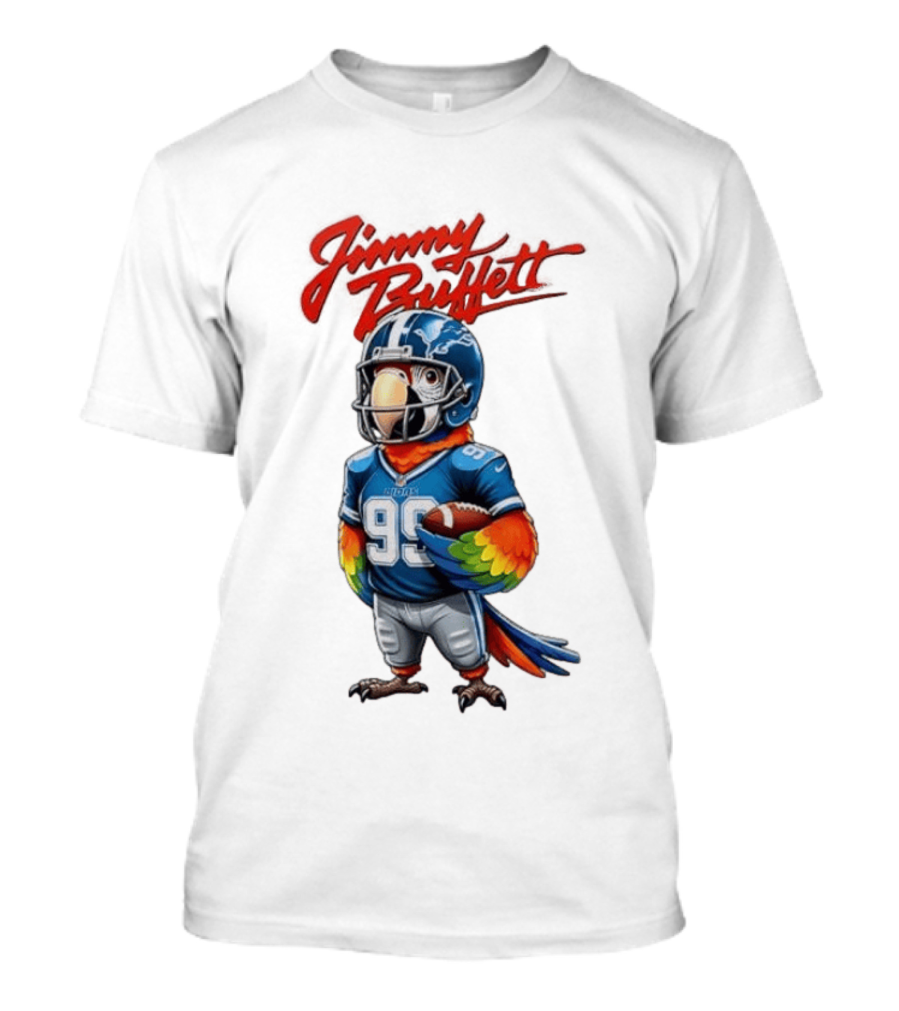 Jimmy Buffett Detroit Lions Parrot 99 Football Team Spirit T-Shirt