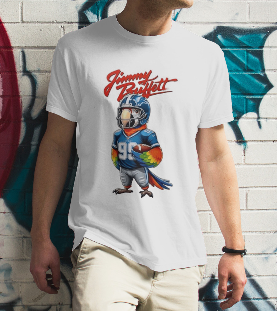 Jimmy Buffett Detroit Lions Parrot 99 Football Team Spirit T-Shirt
