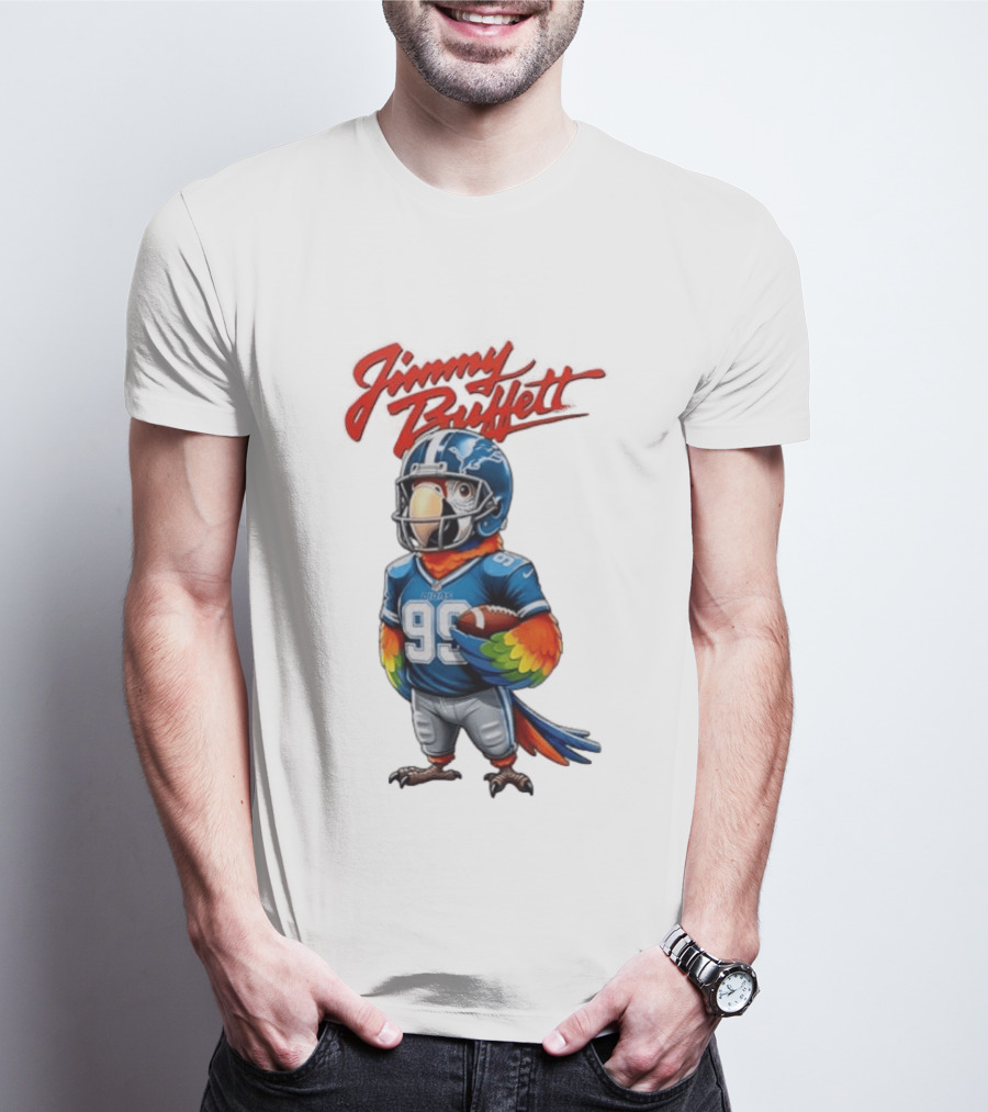 Jimmy Buffett Detroit Lions Parrot 99 Football Team Spirit T-Shirt