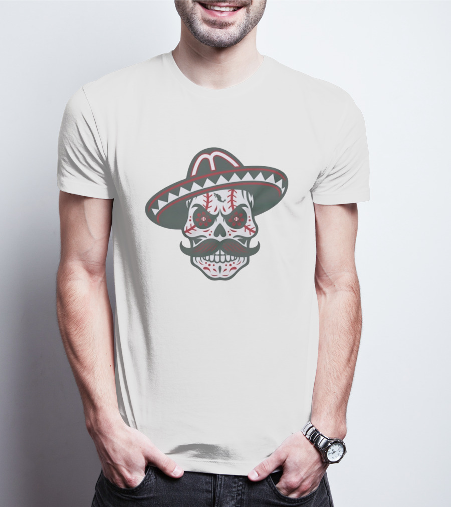 Skull Calaveras Mexico Sombrero Sugar Skull Baseball T-Shirt