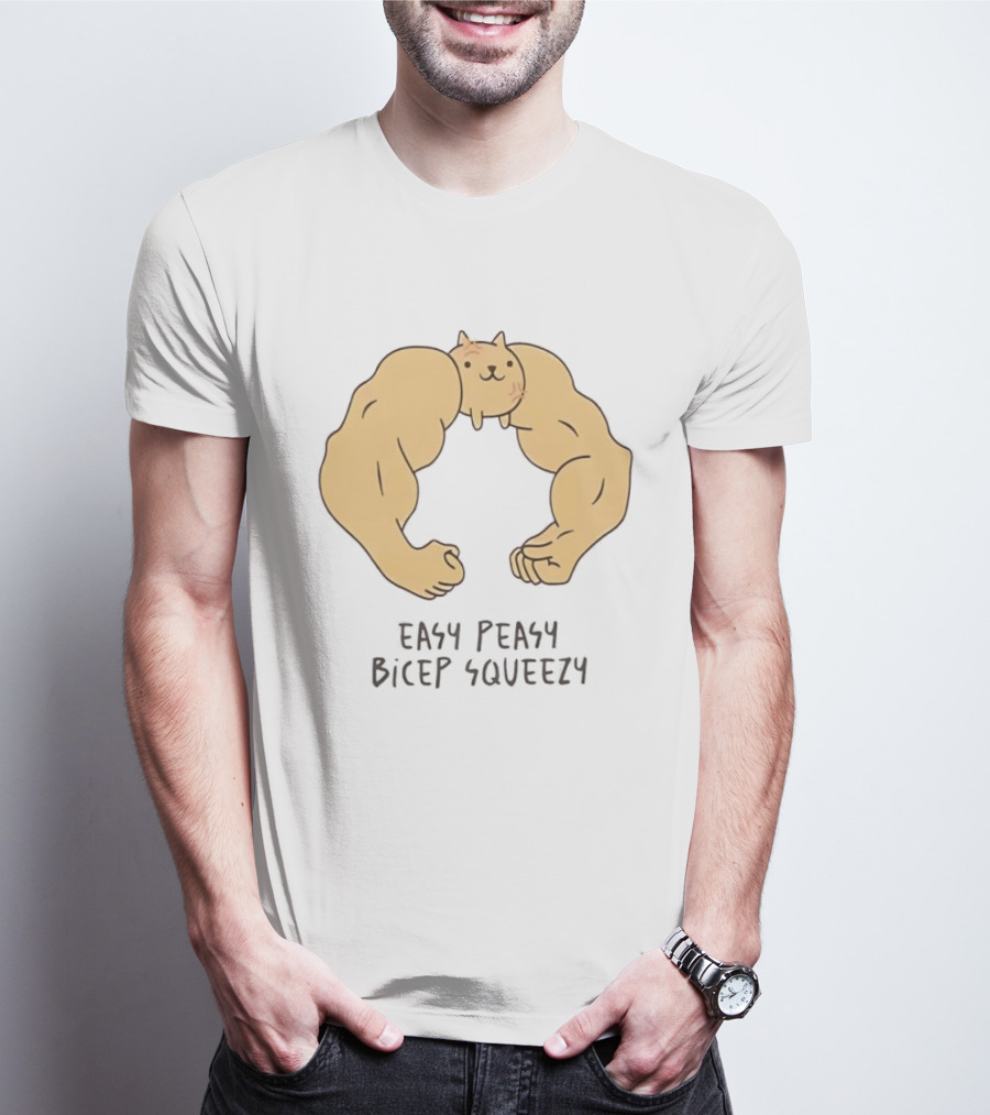 Easy Peasy Bicep Squeezy Buff Cat Muscular Arms T-Shirt