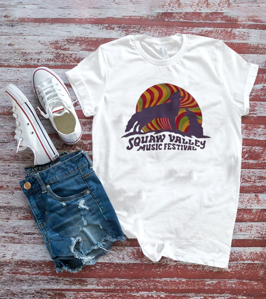 Squaw Valley Music Festival Psychedelic Wolf And Sunburst T-Shirt