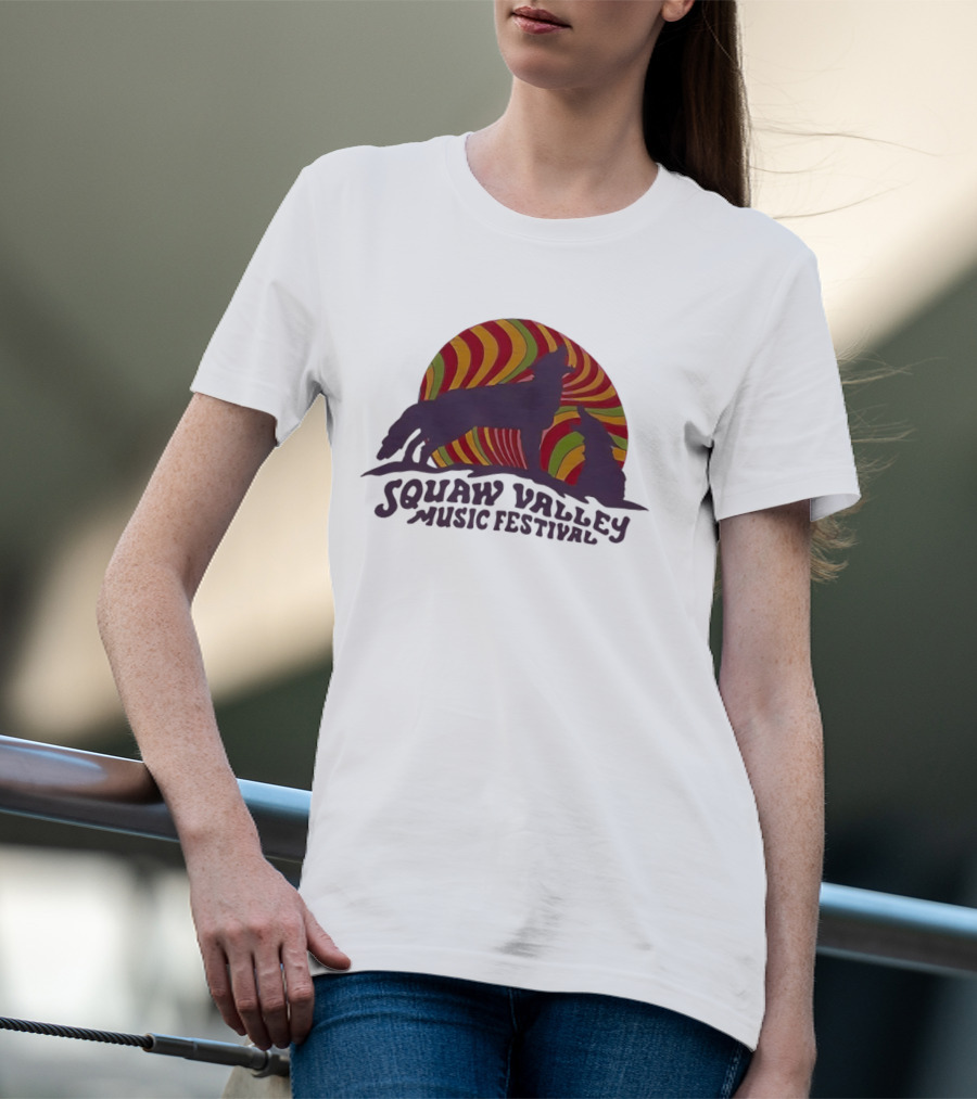 Squaw Valley Music Festival Psychedelic Wolf And Sunburst T-Shirt