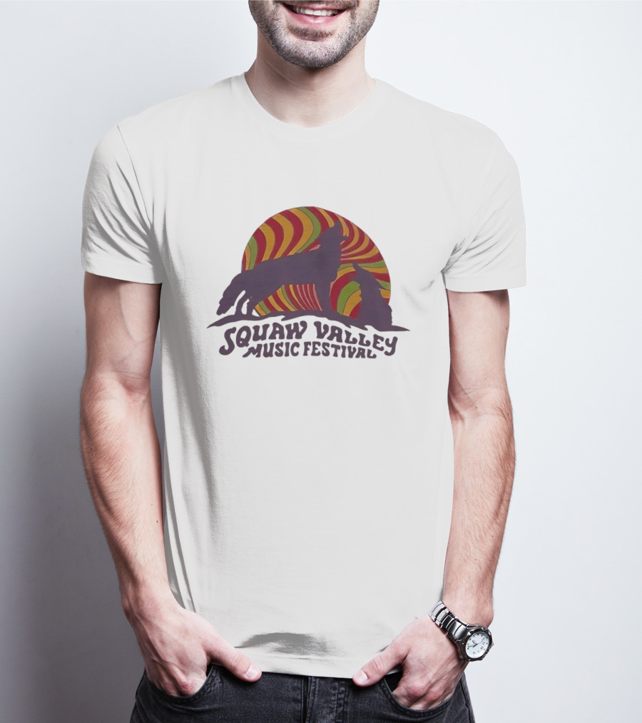 Squaw Valley Music Festival Psychedelic Wolf And Sunburst T-Shirt