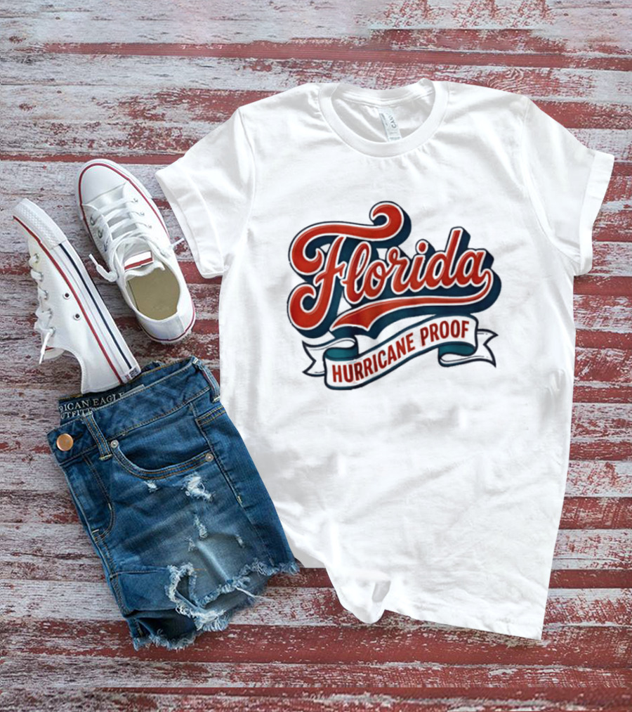 Florida Hurricane Proof Script Ribbon T-Shirt