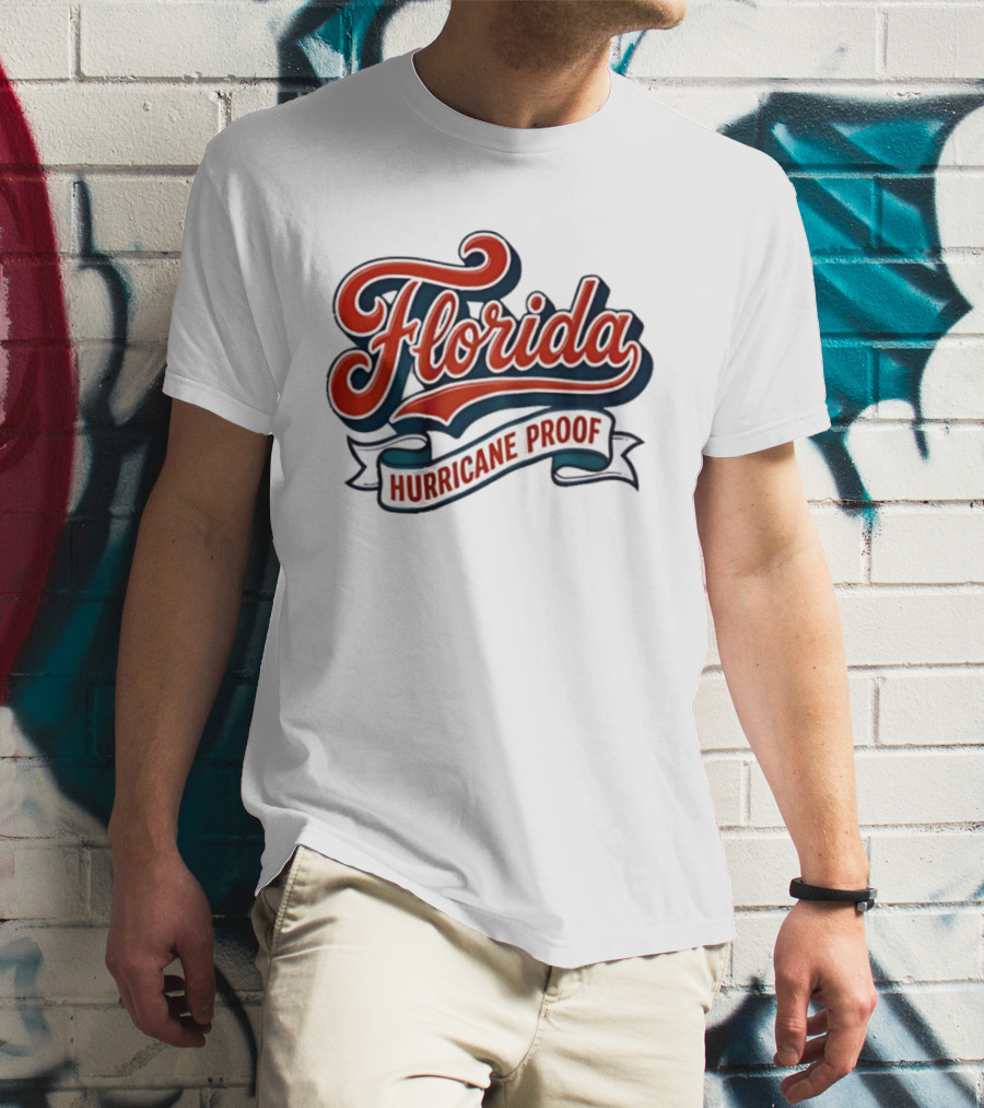 Florida Hurricane Proof Script Ribbon T-Shirt