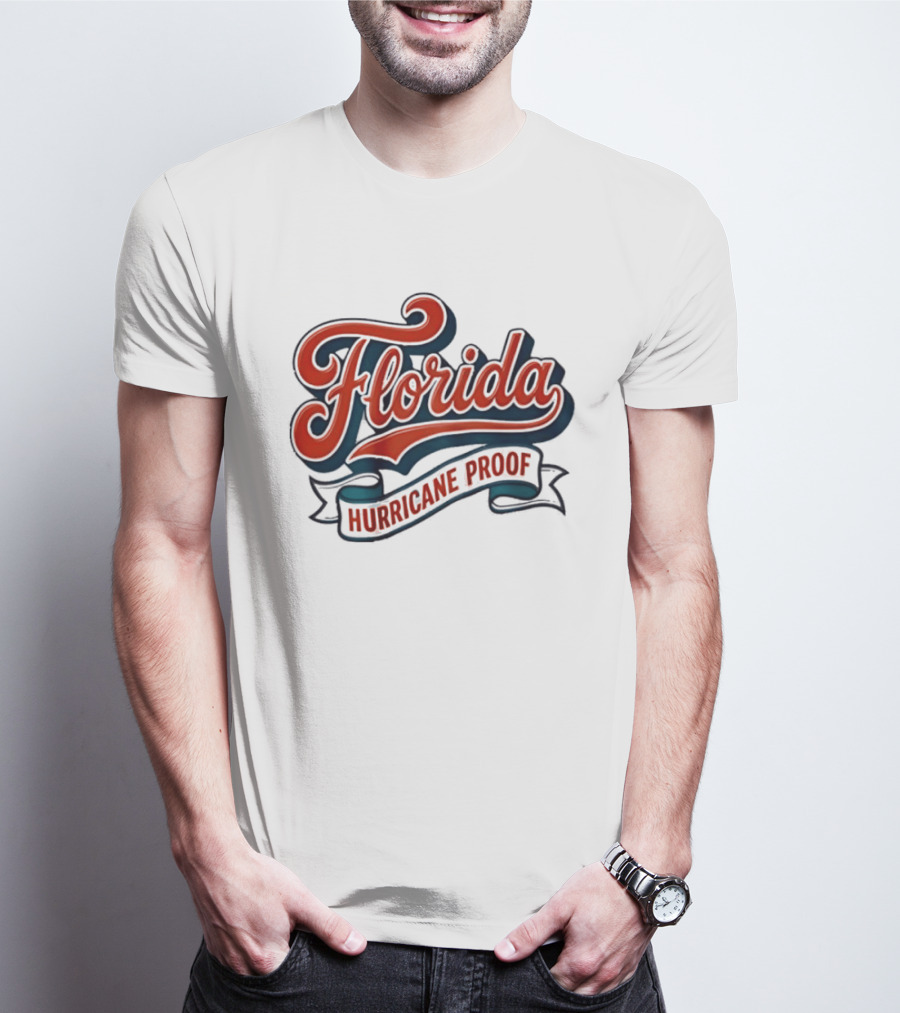 Florida Hurricane Proof Script Ribbon T-Shirt