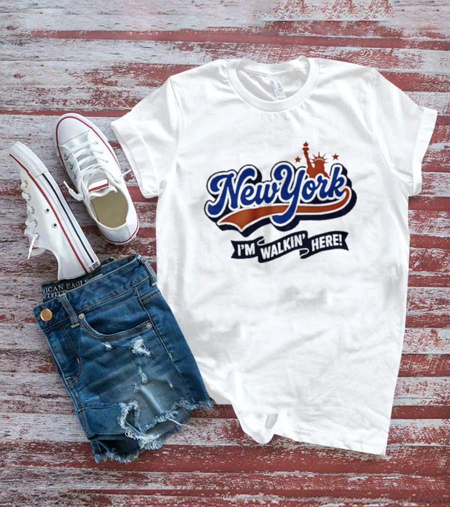 New York I'm Walkin' Here Statue Of Liberty Stars T-Shirt