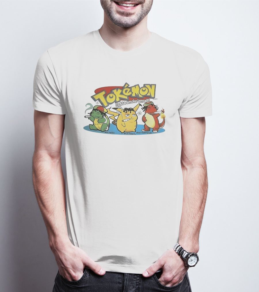 Tokémon Gotta Smoke'em All 420 Tokachu 669 Herble 666 Hashmander T-Shirt