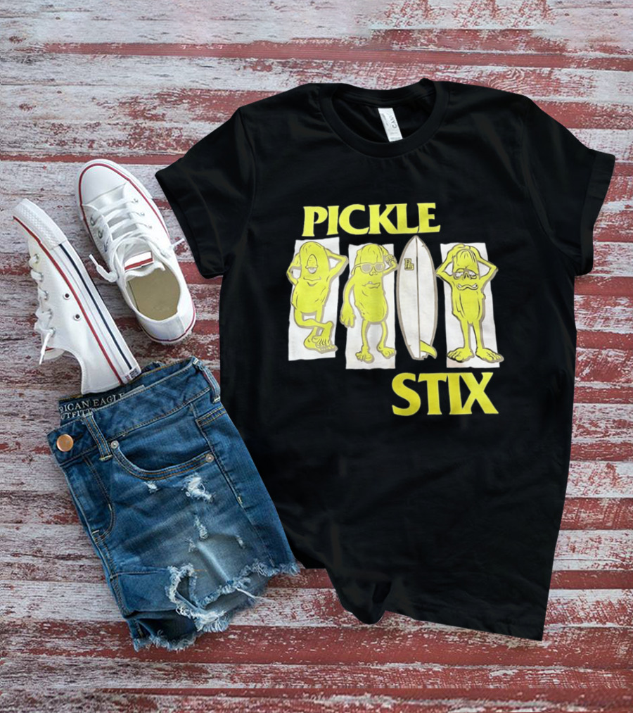 Pickle Stix Surfboard Vacation Characters T-Shirt
