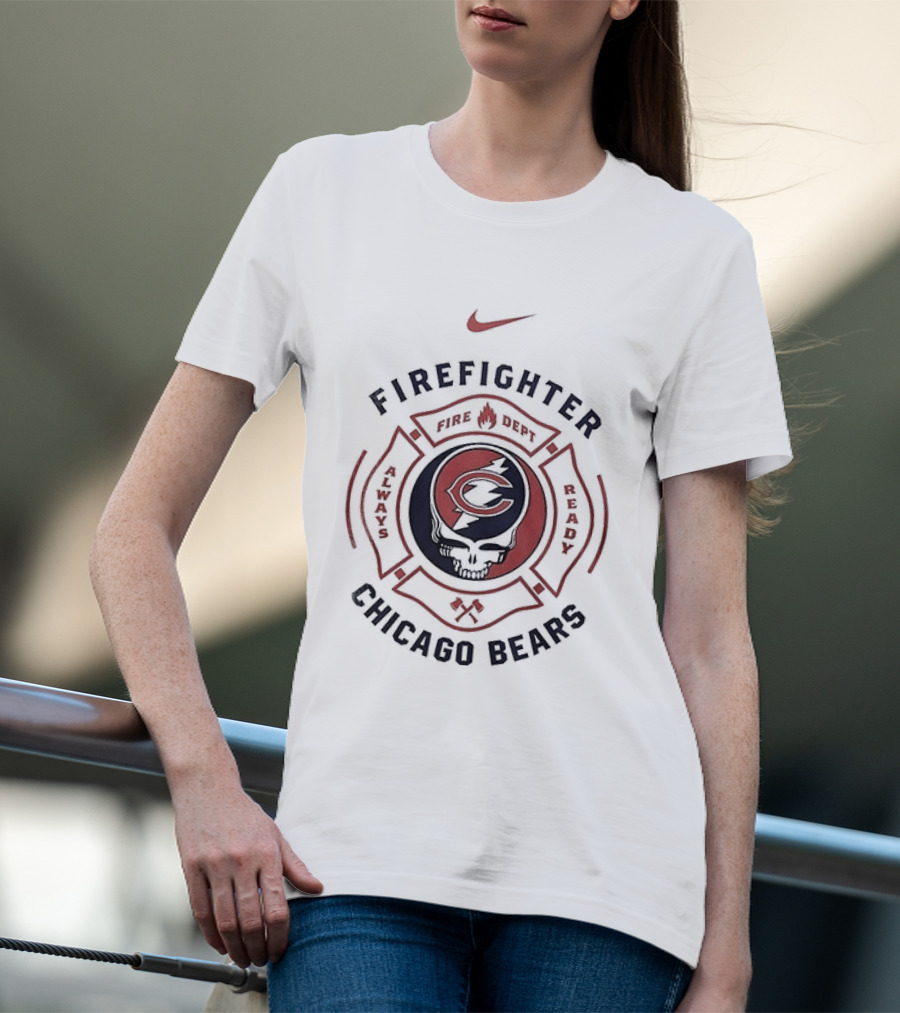 Nike Firefighter Chicago Bears Grateful Dead Collaboration T-Shirt