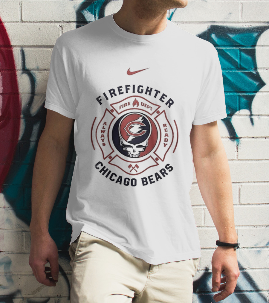 Nike Firefighter Chicago Bears Grateful Dead Collaboration T-Shirt