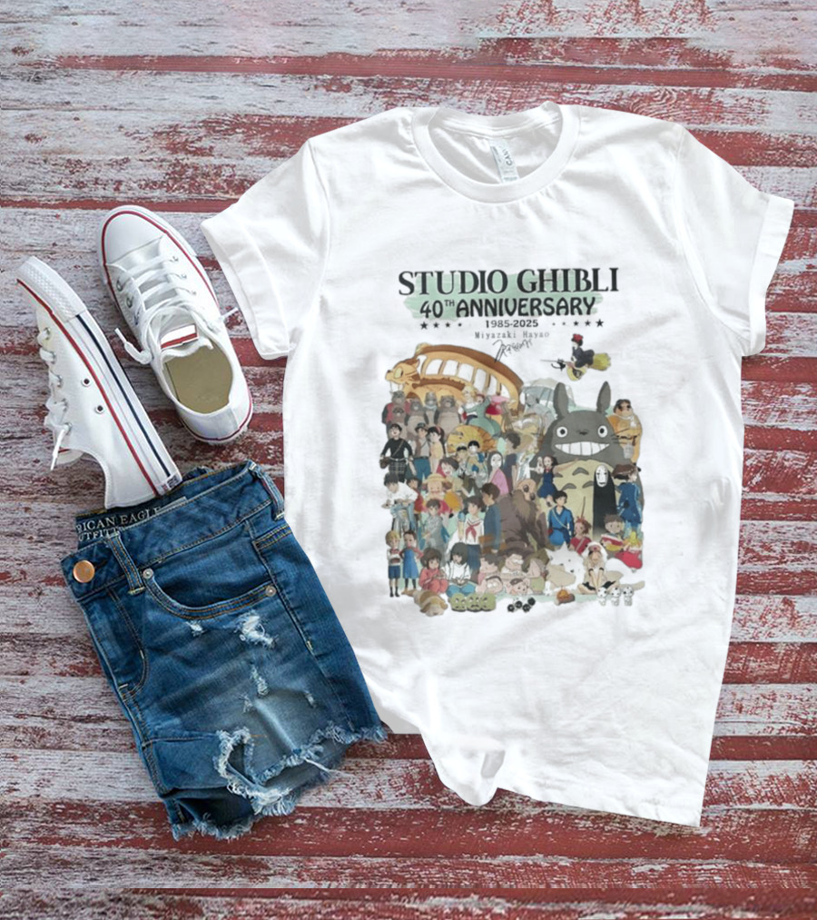 Studio Ghibli 40th Anniversary 1985 2025 Miyazaki Hayao Totoro Spirited Away Characters T-Shirt