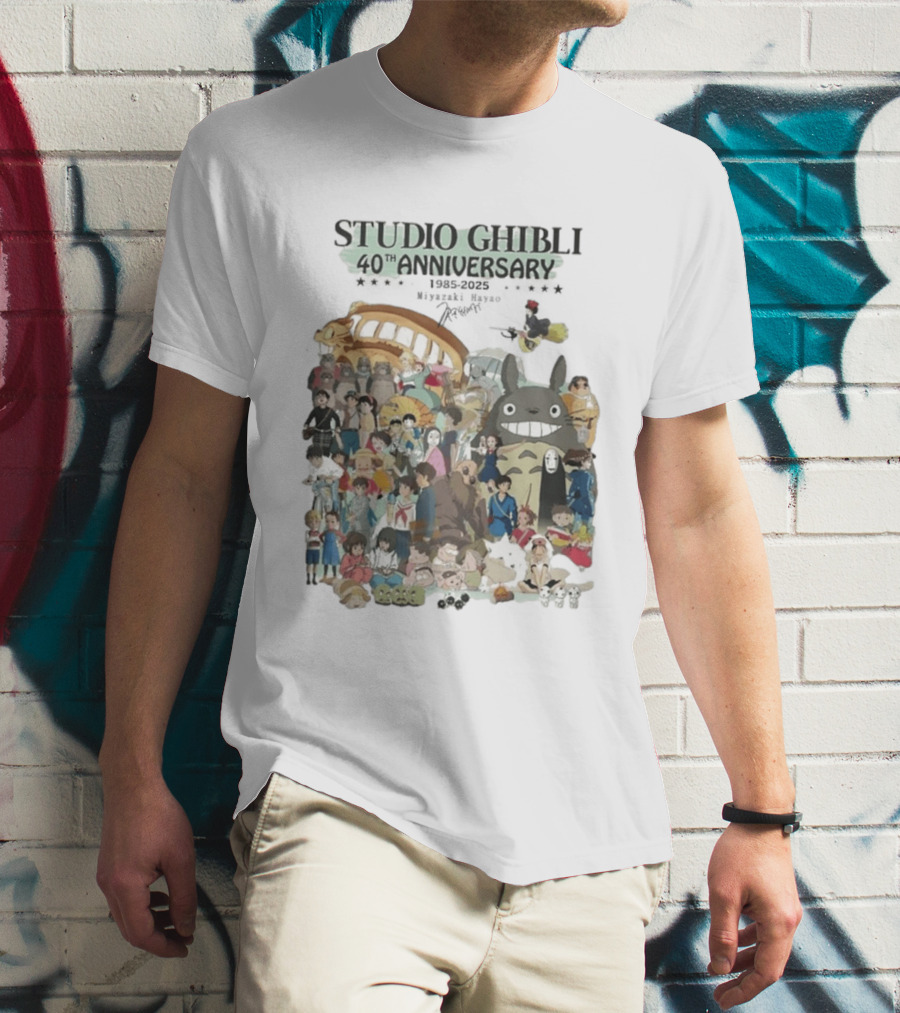 Studio Ghibli 40th Anniversary 1985 2025 Miyazaki Hayao Totoro Spirited Away Characters T-Shirt