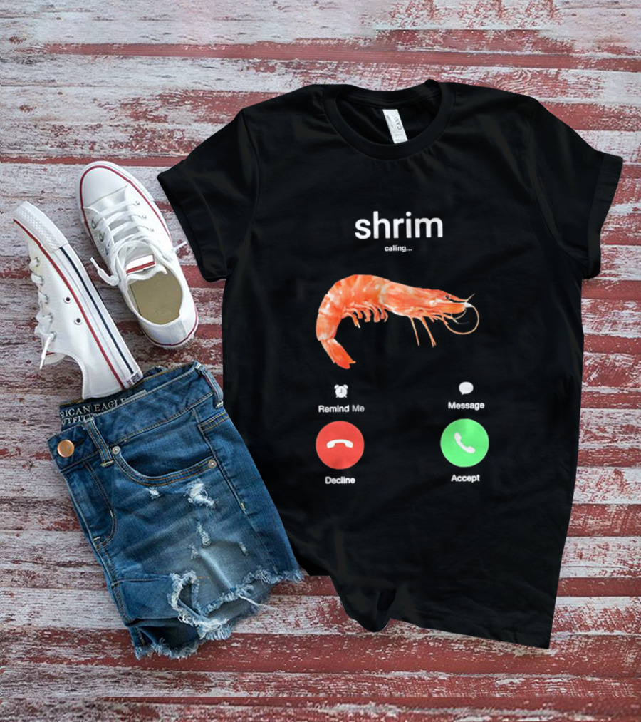 Shrim Phone Call User Interface Prank Joke Prawn Shrimp Emoji T-Shirt