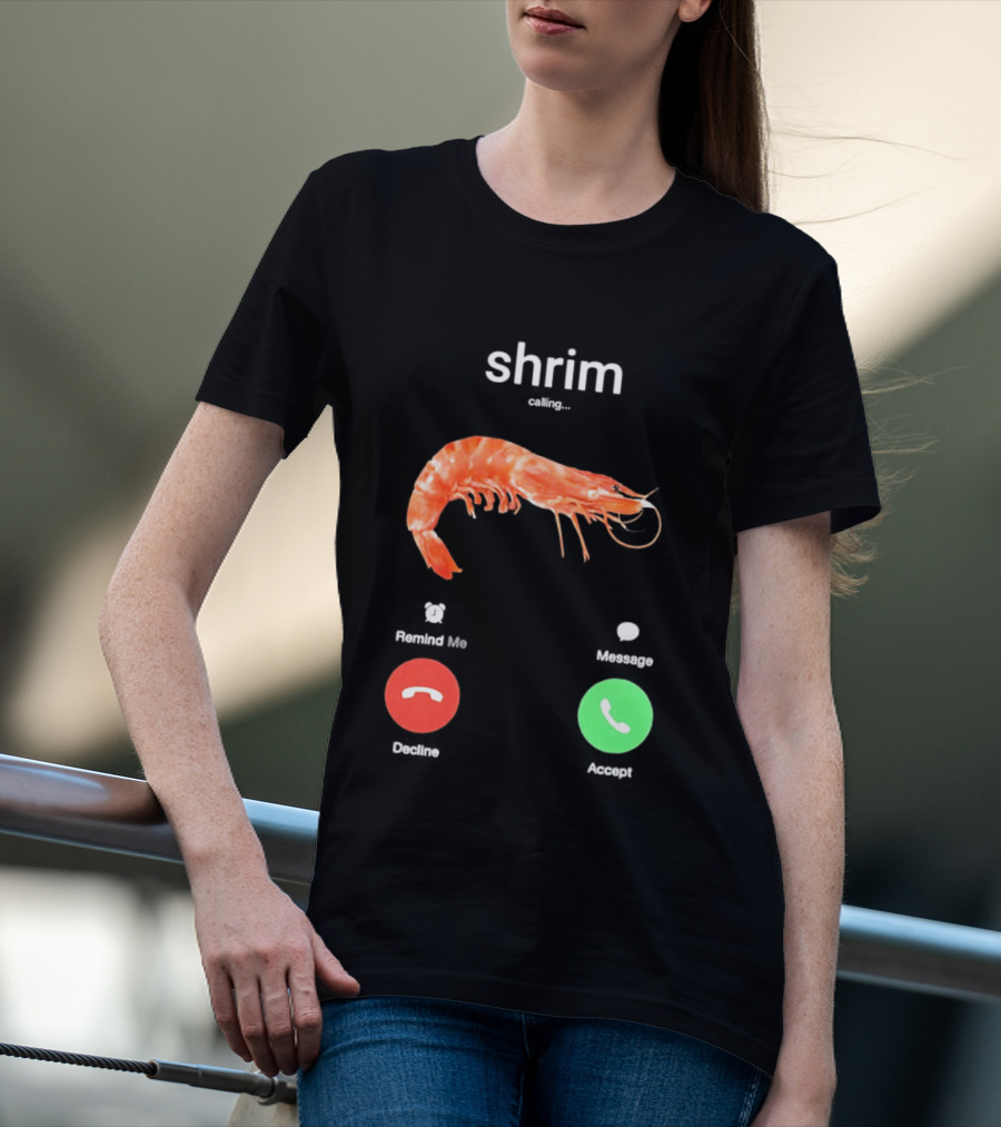 Shrim Phone Call User Interface Prank Joke Prawn Shrimp Emoji T-Shirt