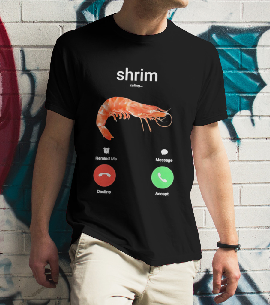 Shrim Phone Call User Interface Prank Joke Prawn Shrimp Emoji T-Shirt