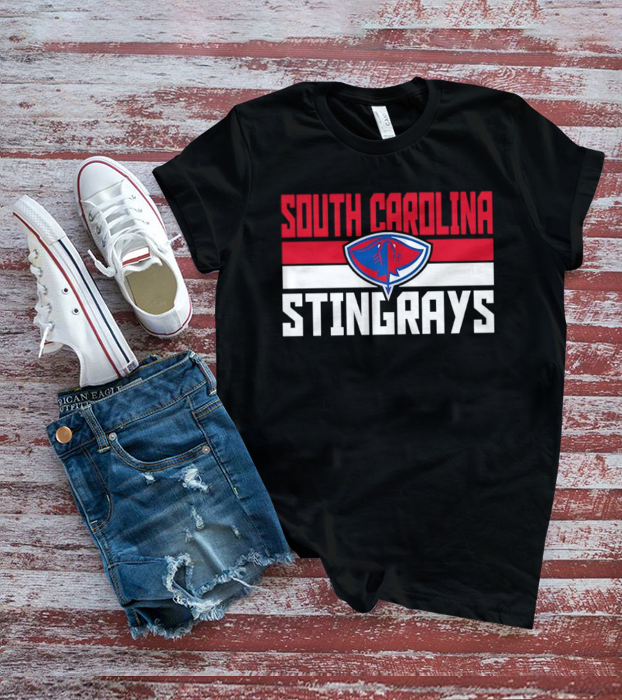 South Carolina Stingrays Hockey Team Logo Bold Red Blue White T-Shirt