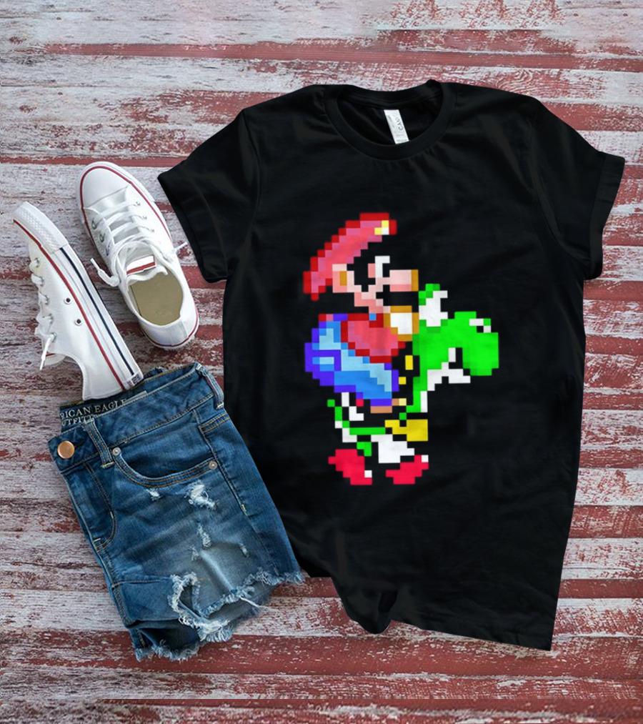 Mario And Yoshi Super Mario World Pixel T-Shirt