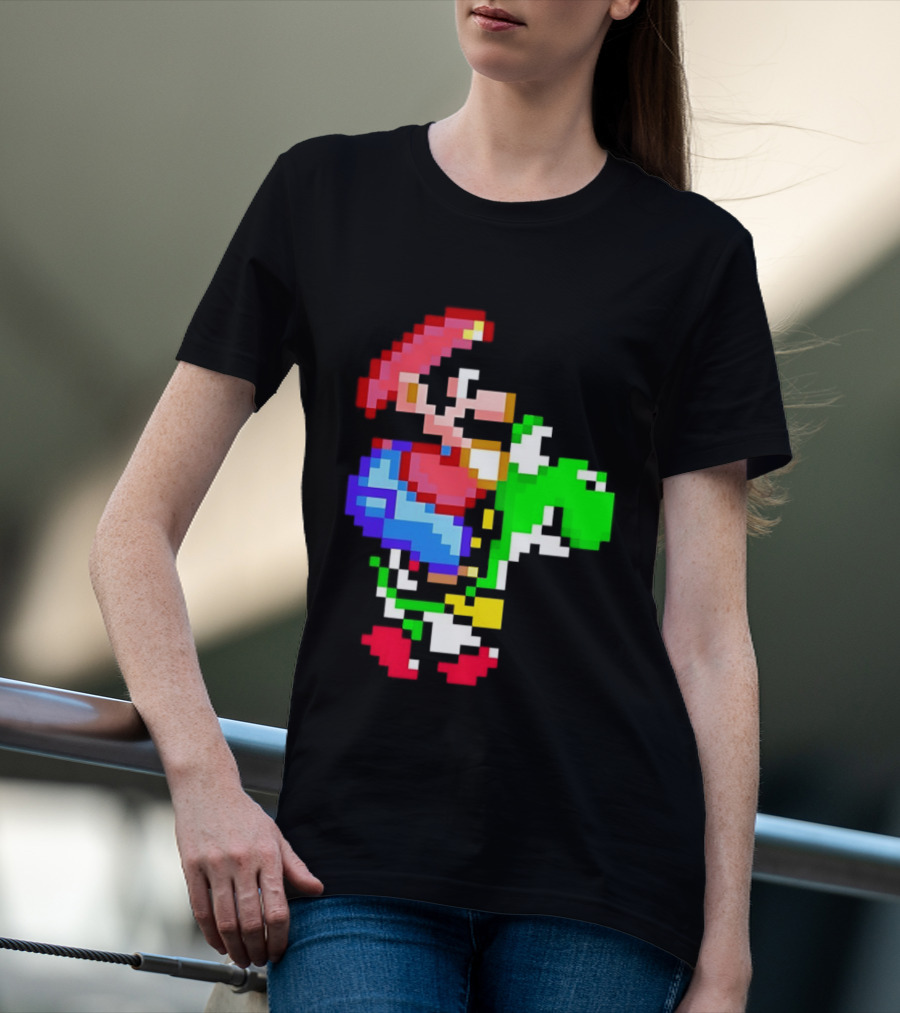 Mario And Yoshi Super Mario World Pixel T-Shirt
