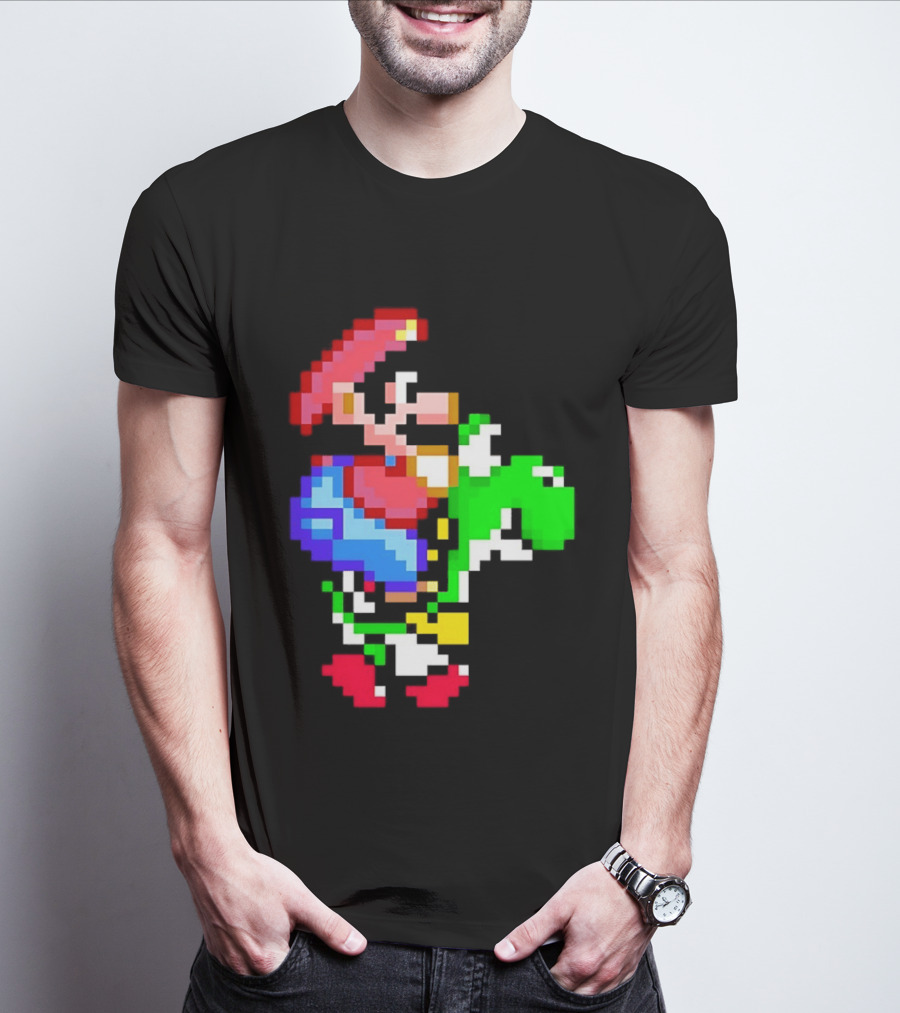 Mario And Yoshi Super Mario World Pixel T-Shirt