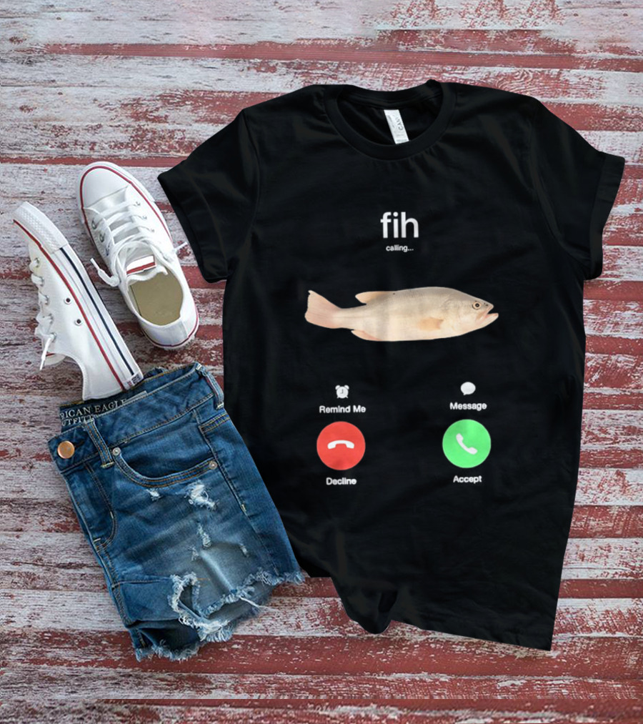 Fish Phone Call Funny User Interface Comedy T-Shirt