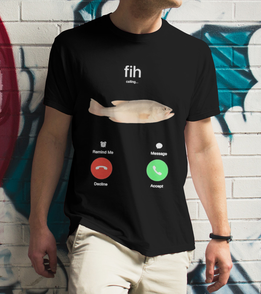 Fish Phone Call Funny User Interface Comedy T-Shirt