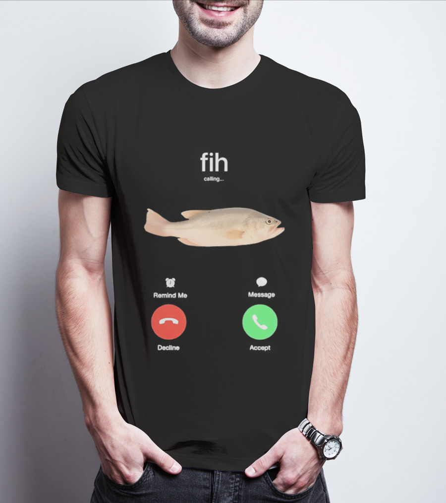 Fish Phone Call Funny User Interface Comedy T-Shirt