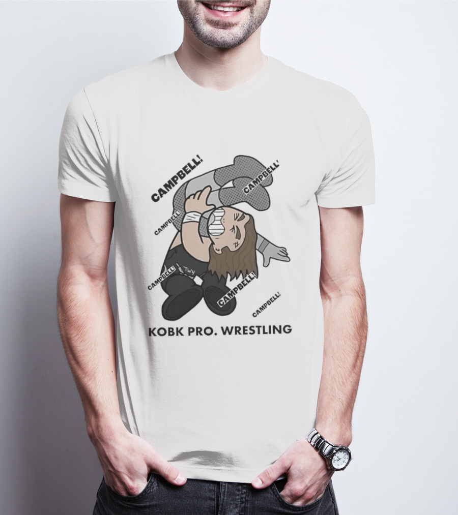 Campbell Kobk Pro Wrestling Black Gloved Wrestler Pinning Move T-Shirt