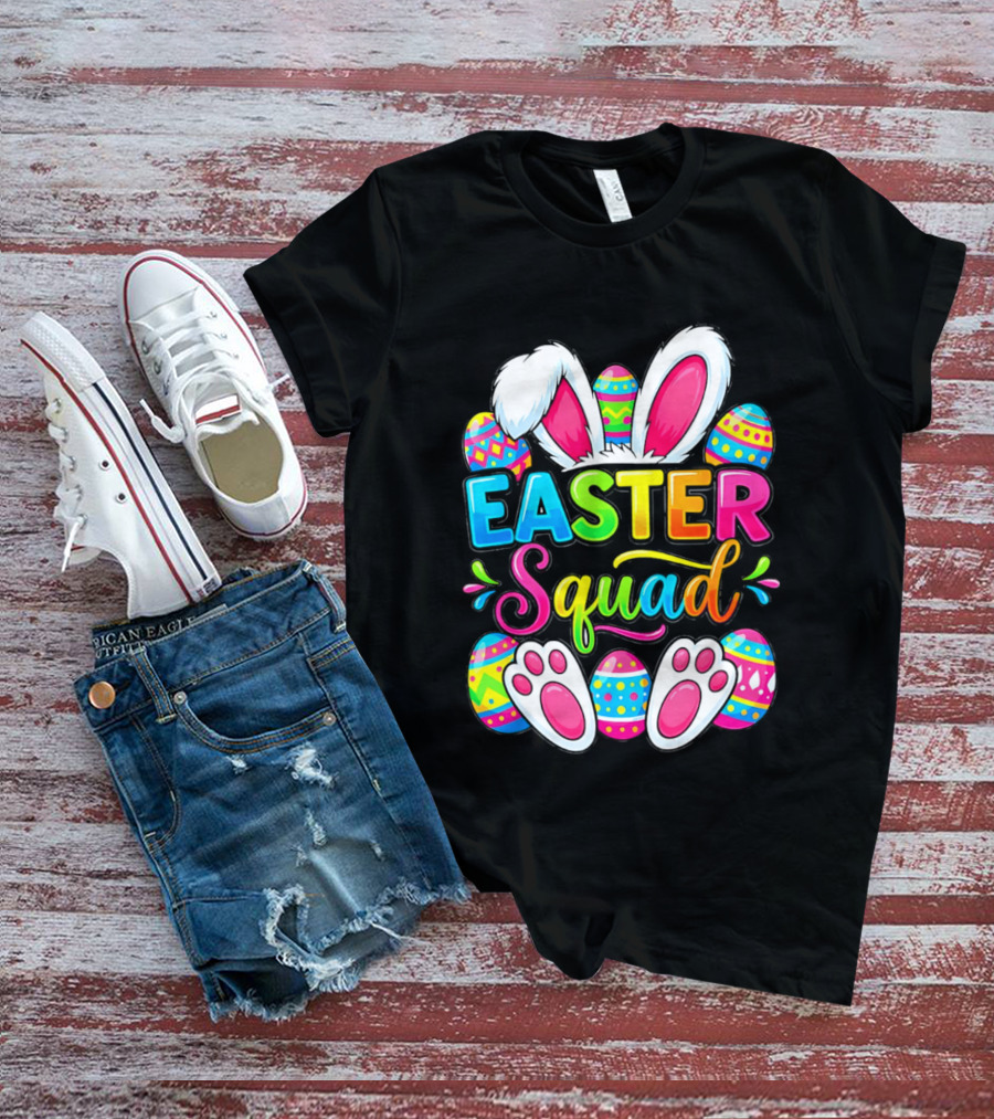 Easter Squad Bunny Ears Colorful Egg Hunt Matching Family 2026 T-Shirt