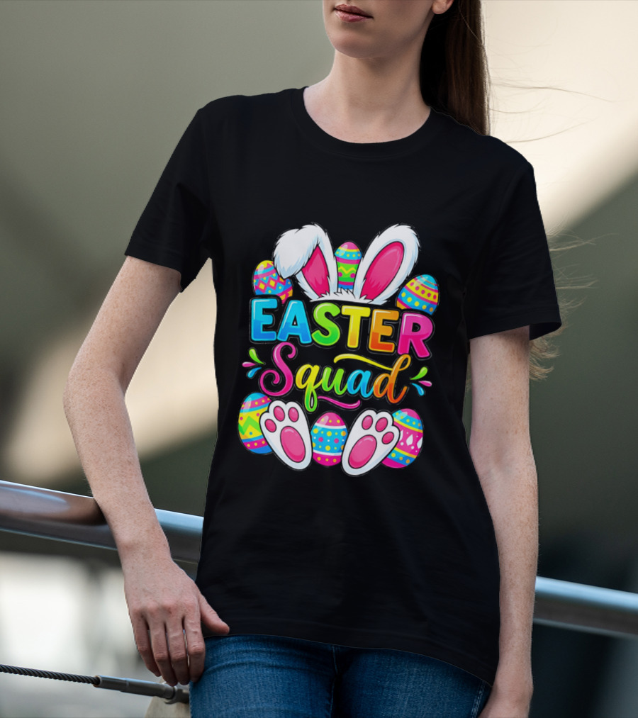 Easter Squad Bunny Ears Colorful Egg Hunt Matching Family 2026 T-Shirt