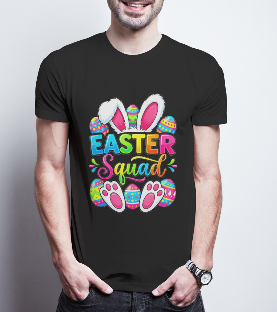 Easter Squad Bunny Ears Colorful Egg Hunt Matching Family 2026 T-Shirt