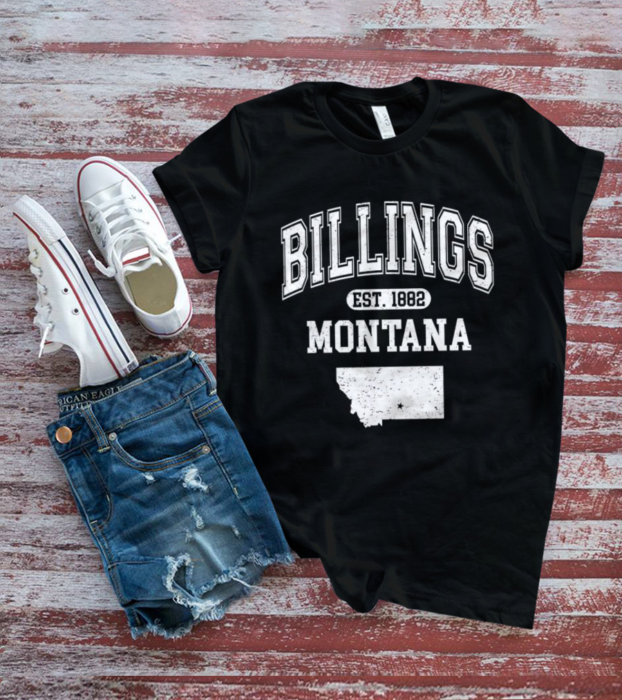 Billings Montana Est 1882 Varsity With State Map T-Shirt
